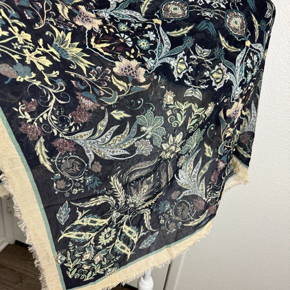 Anthropologie Large 40" x 40" Soft Scarf Floral Modal Cotton Blend